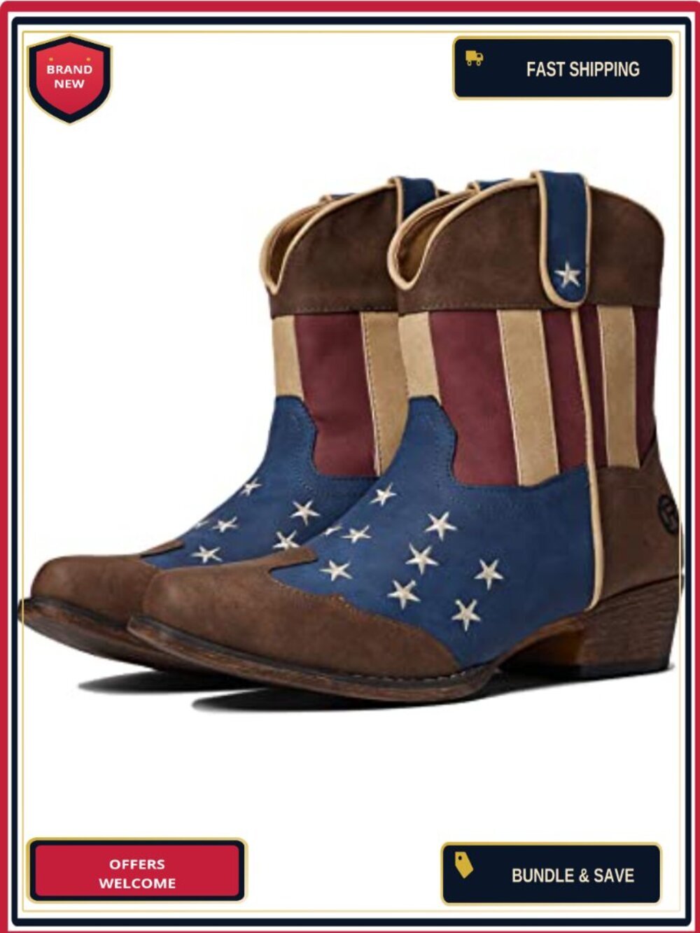 Roper Women's Western Ankle Boots Pull-On Embroidered Faux Leather